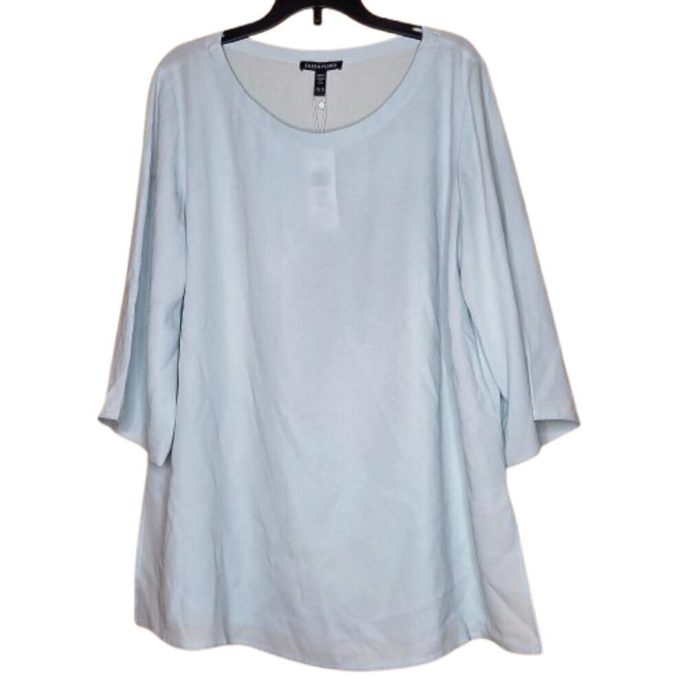 NWT Eileen Fisher Women's Silk Ballet Neck Top - Clearwater - Picture 1 of 6